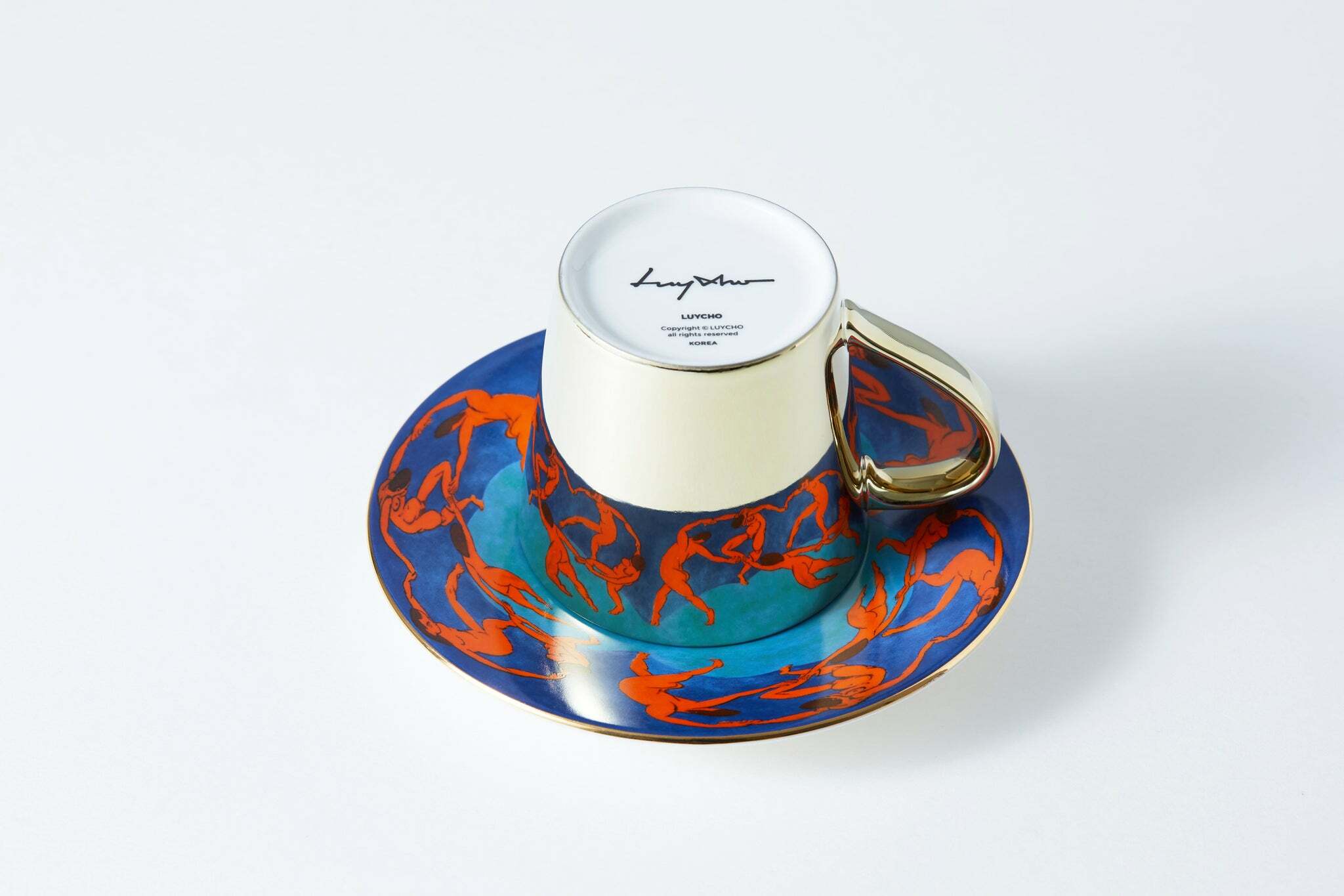 韓國 Luycho｜鏡面倒影動物圖案咖啡杯-馬蒂斯舞蹈