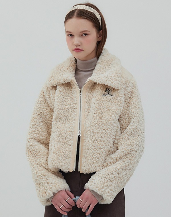 MUAH MUAH Collar Fur Zip-Up Jacket