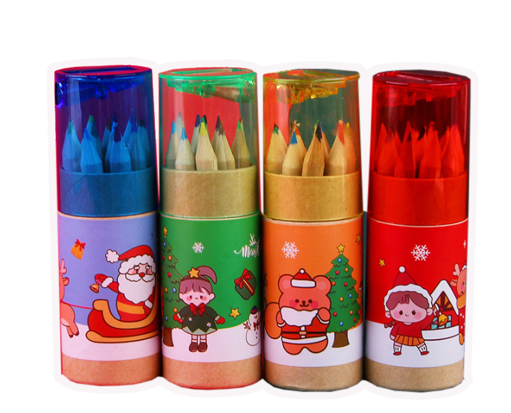 現貨區 聖誕節筒裝12色木顏色 6363