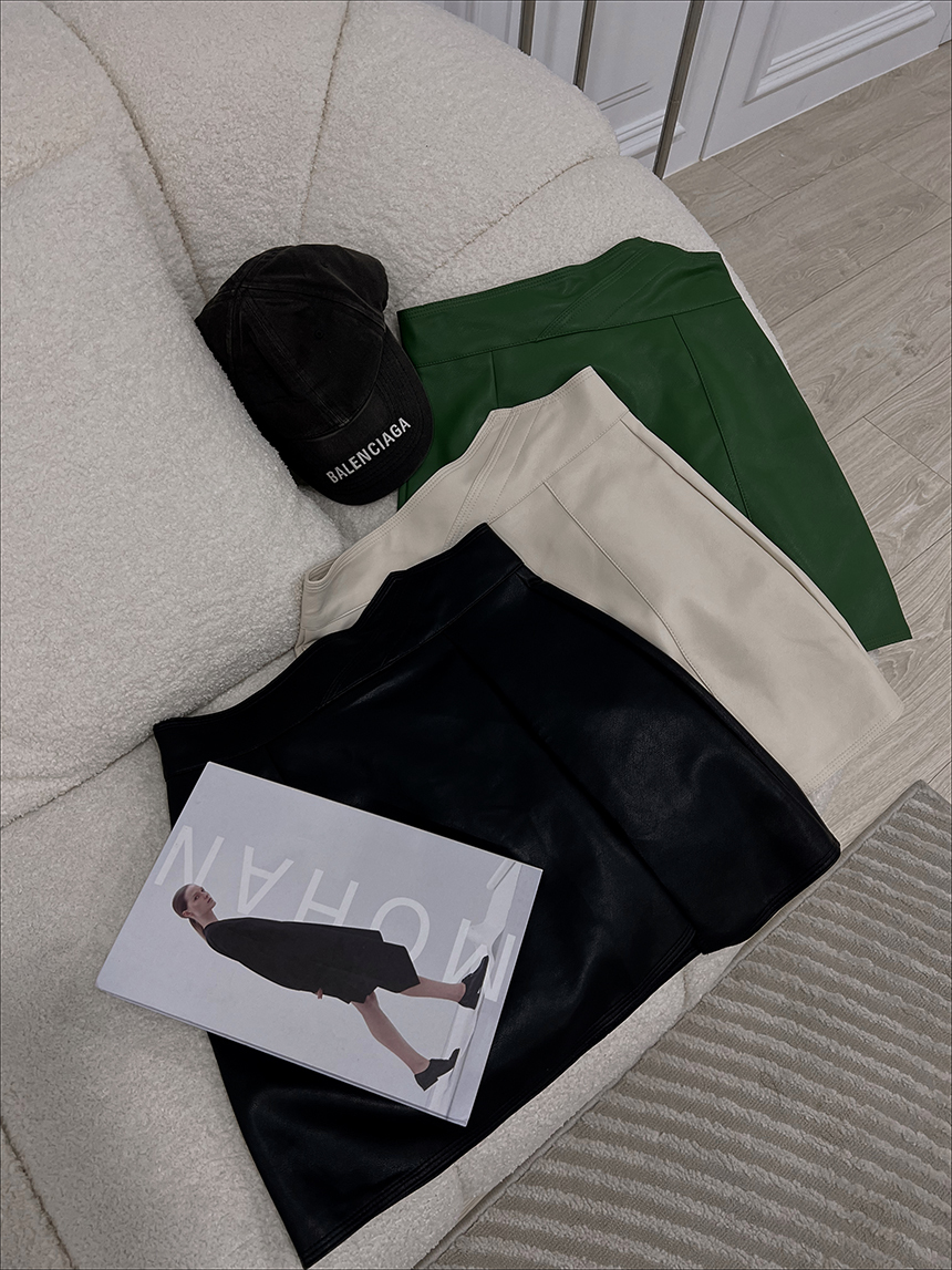 腰造型皮短裙*3色