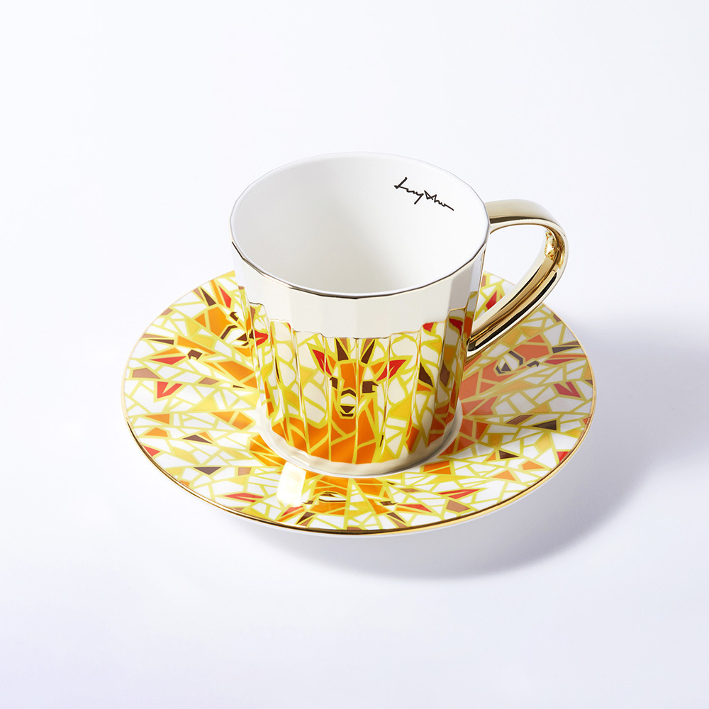 韓國 Luycho｜鏡面倒影動物圖案咖啡杯-羚羊(24稜面)