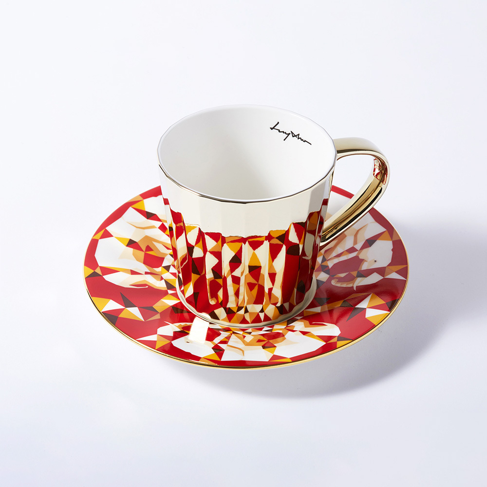 韓國 Luycho｜鏡面倒影動物圖案咖啡杯-非洲象(24稜面)