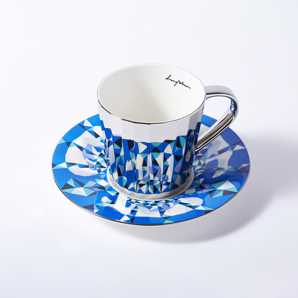 韓國 Luycho｜鏡面倒影動物圖案咖啡杯-北極熊(24稜面)