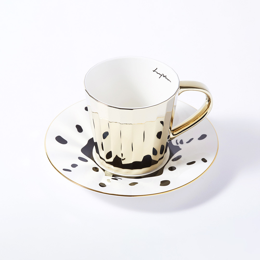 韓國 Luycho｜鏡面倒影動物圖案咖啡杯-熊貓(24稜面)