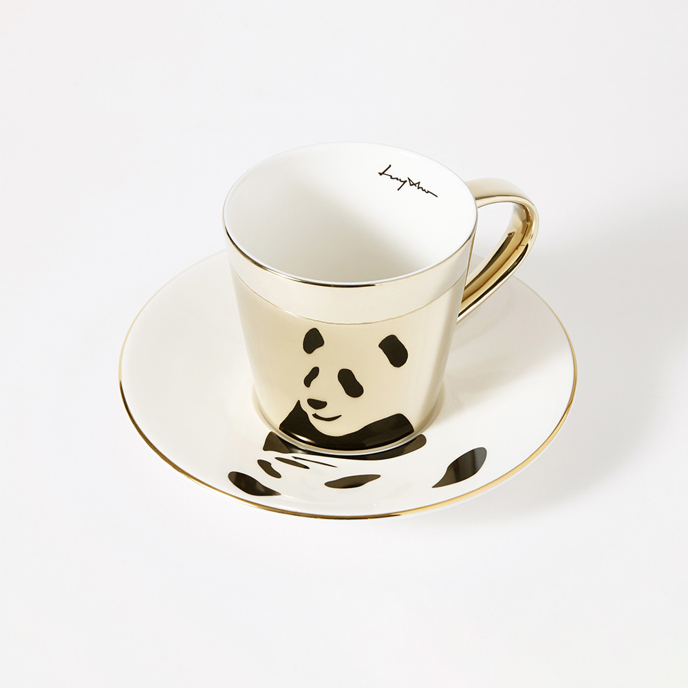 韓國 Luycho｜鏡面倒影動物圖案咖啡杯-熊貓(滑面)