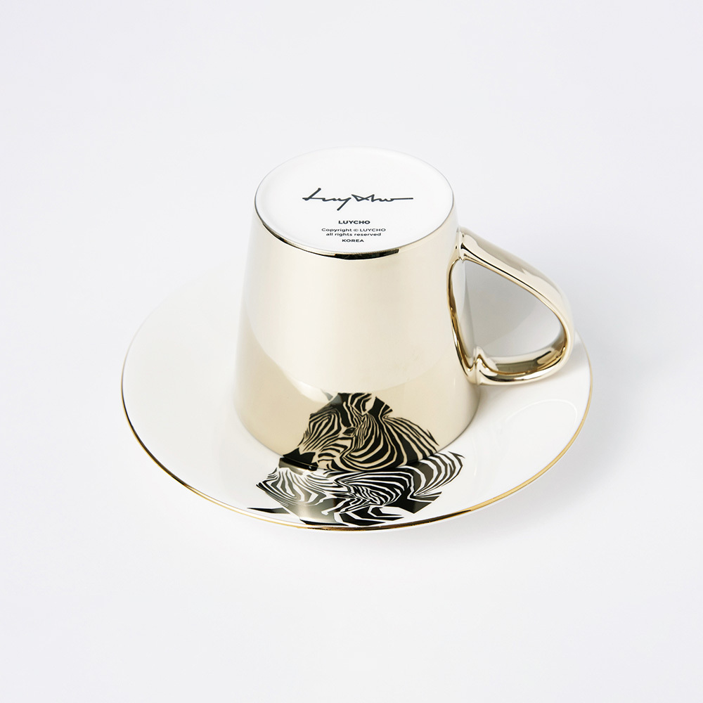 韓國 Luycho｜鏡面倒影動物圖案咖啡杯-斑馬