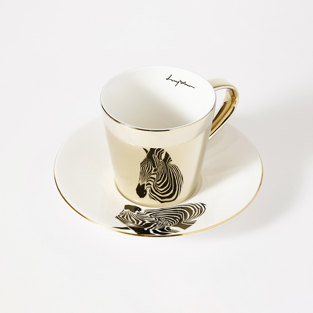 韓國 Luycho｜鏡面倒影動物圖案咖啡杯-斑馬