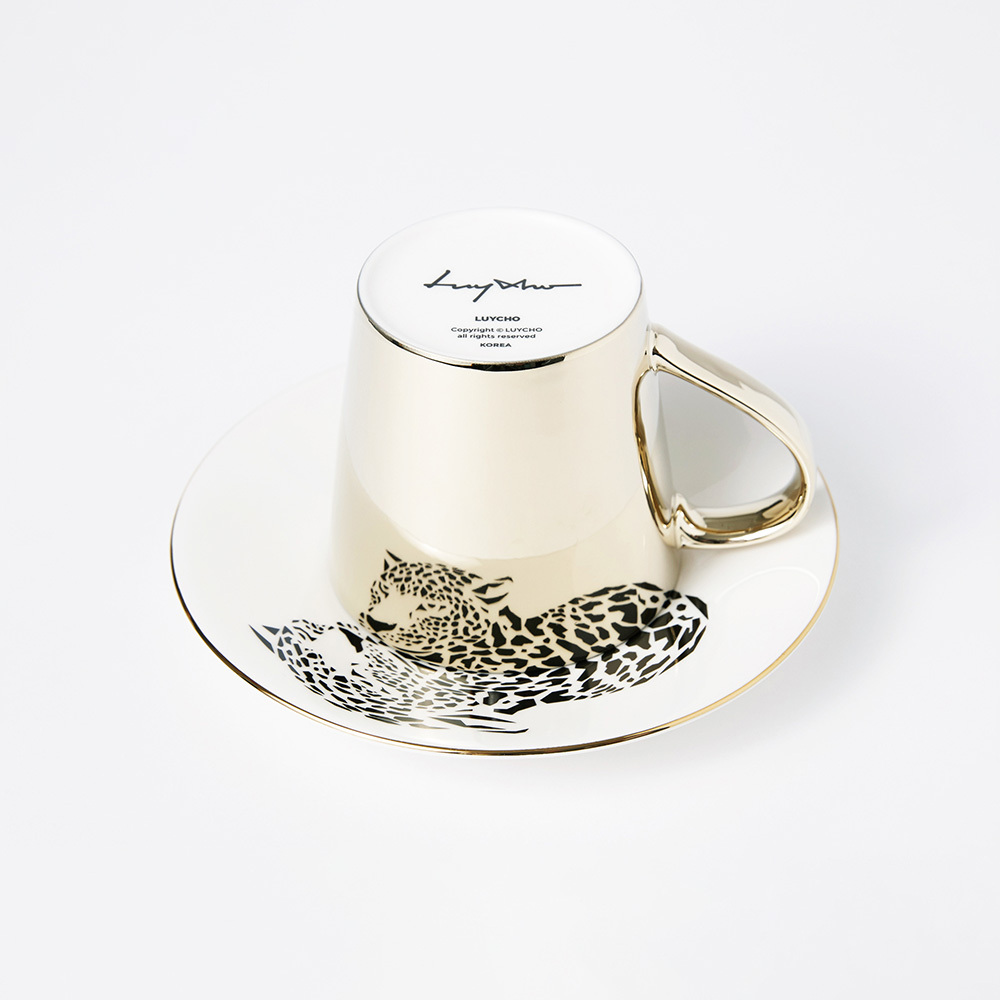 韓國 Luycho｜鏡面倒影動物圖案咖啡杯-美洲豹(滑面)
