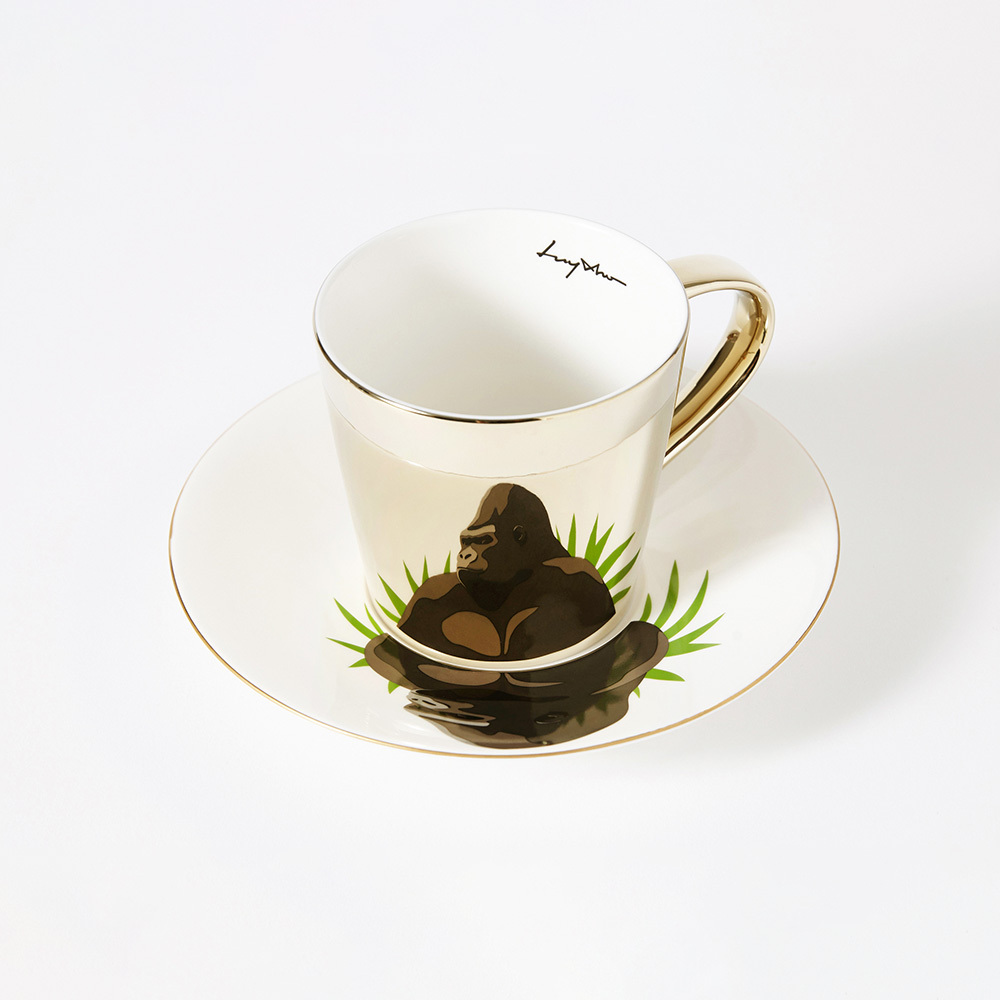 韓國 Luycho｜鏡面倒影動物圖案咖啡杯-大猩猩