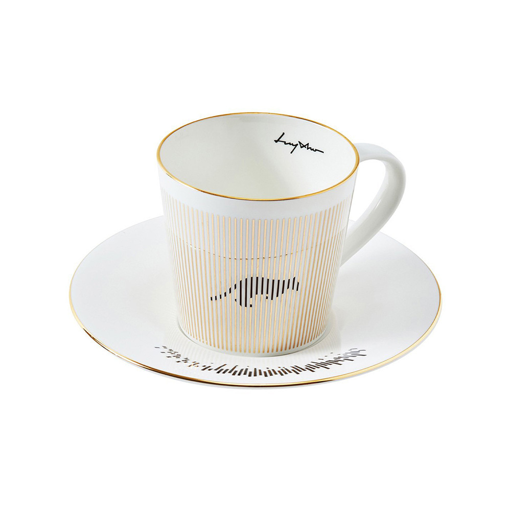 韓國 Luycho｜鏡面倒影動物圖案咖啡杯-跳躍的貓