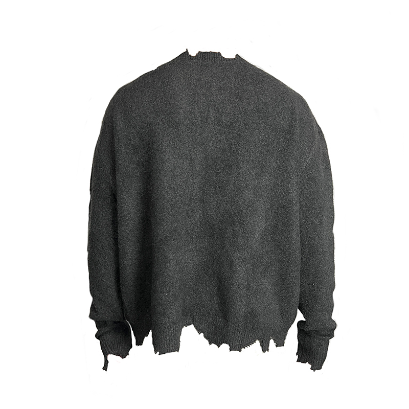 J CAESAR 22FW Half Zipper Sweater 灰色半拉鍊美式破壞毛衣