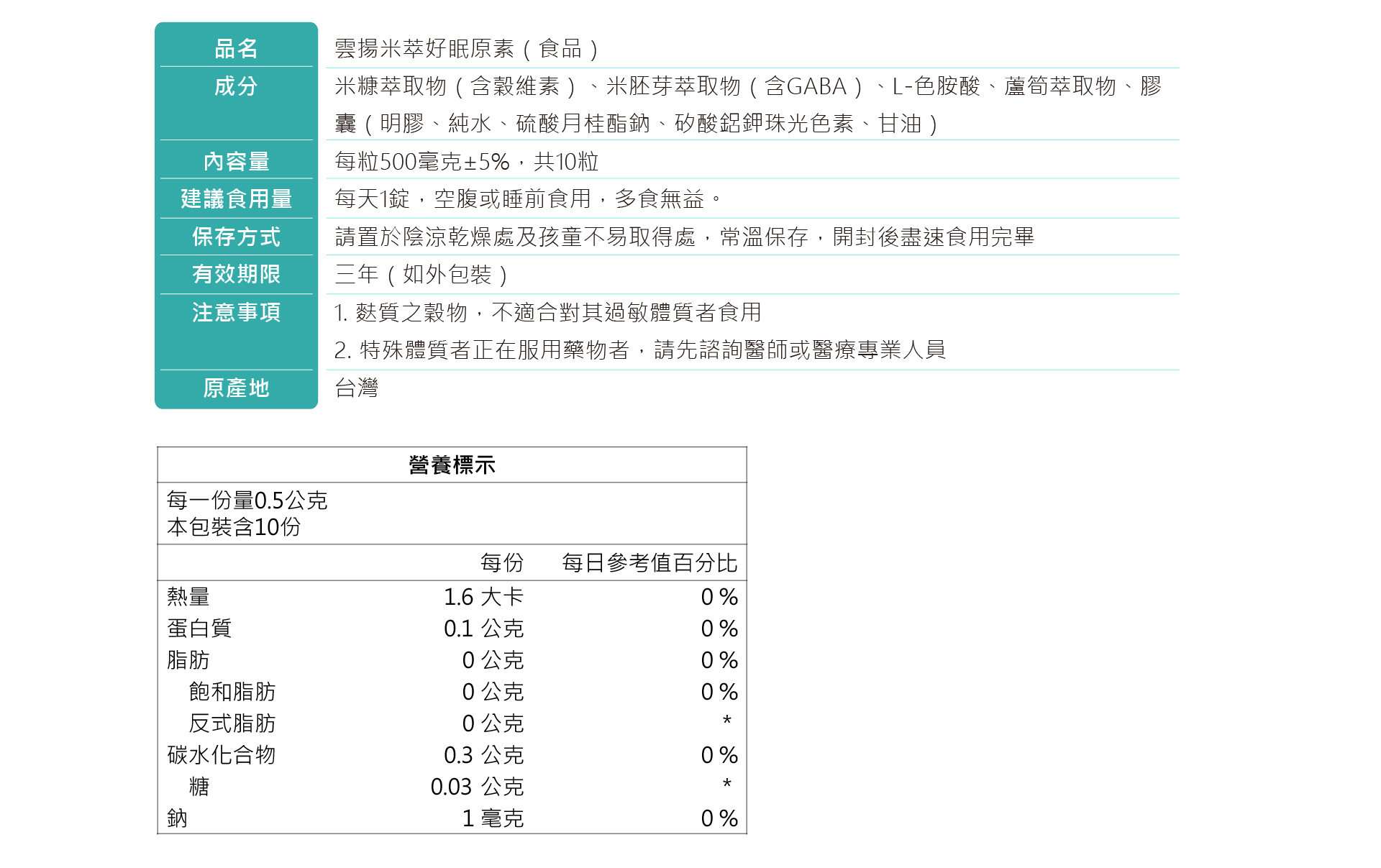 雲揚生技-米萃好眠-穀維素-GABA-蘆筍萃取物-色胺酸-好睡-深層睡眠