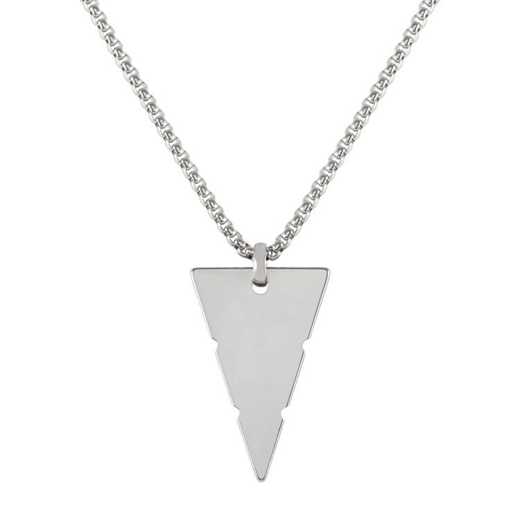 鎢鋼項鍊，男士項鍊 簡約亮面三角造型；推薦鐳射刻字（2847）