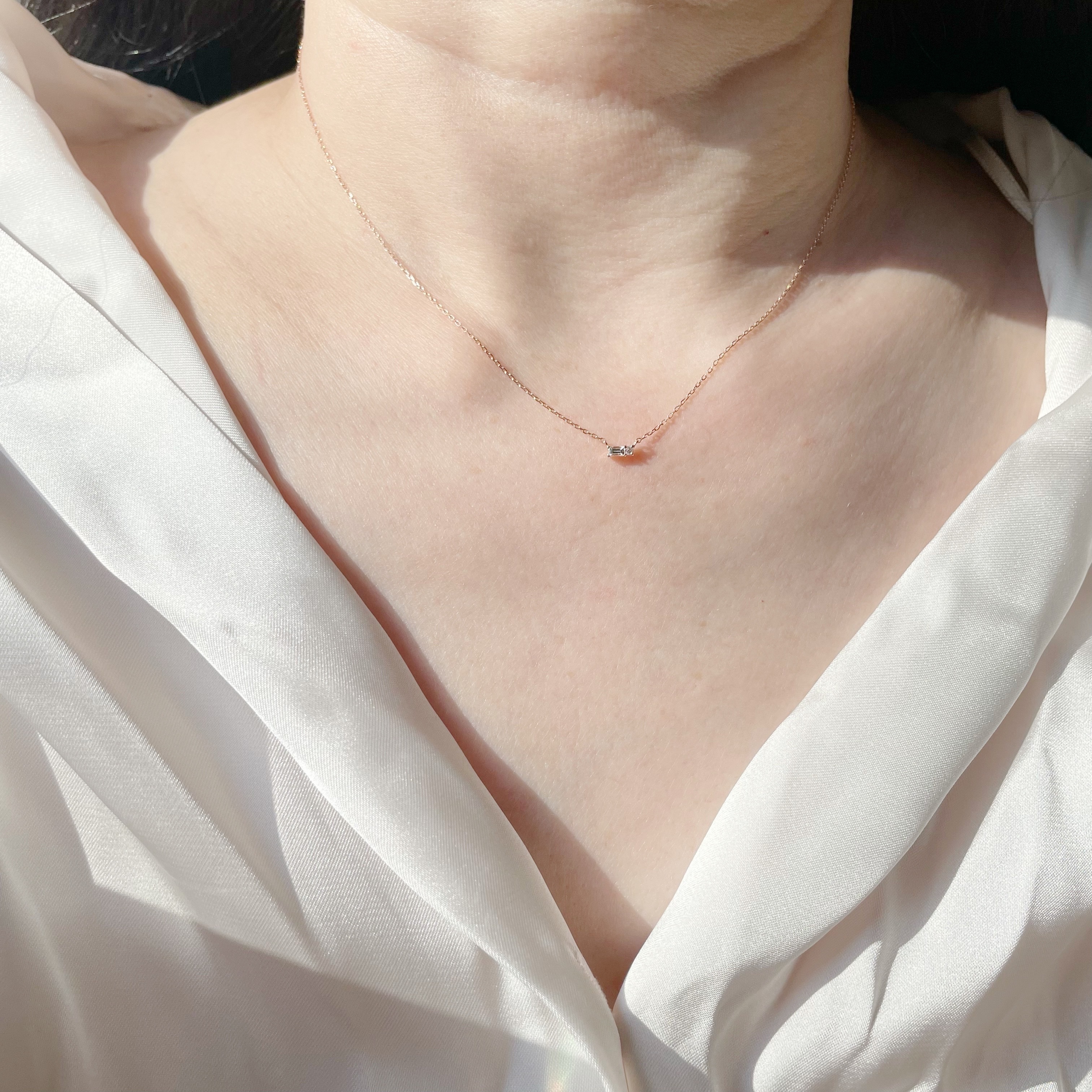 14K tiny baguette真鑽項鍊