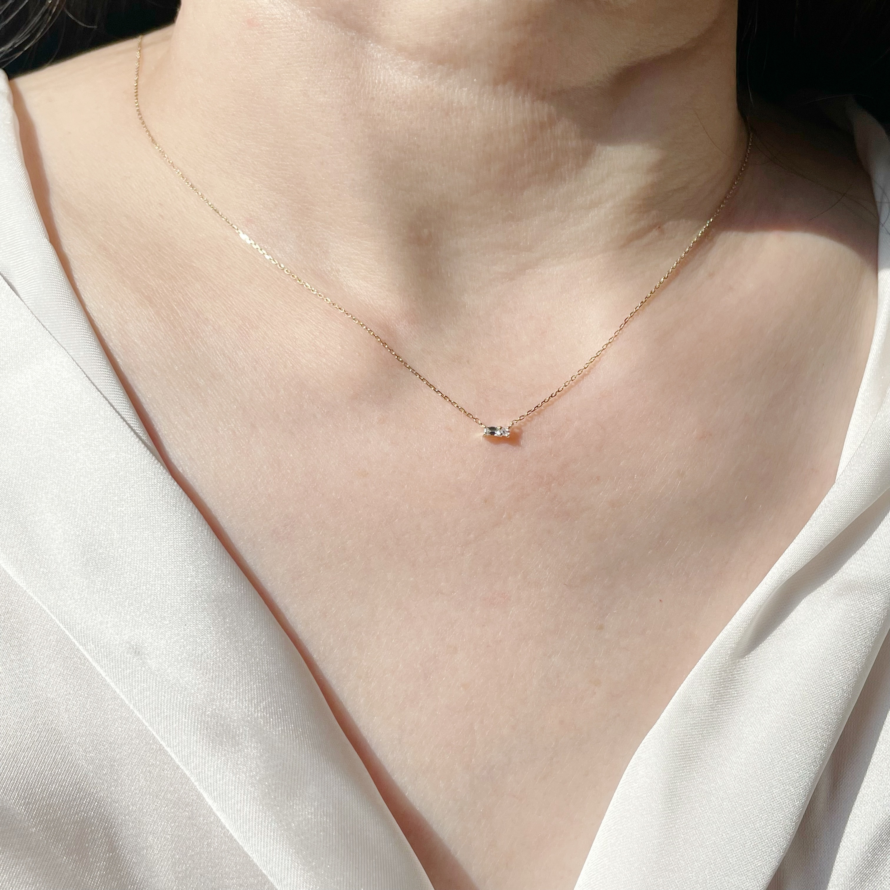 14K tiny baguette真鑽項鍊