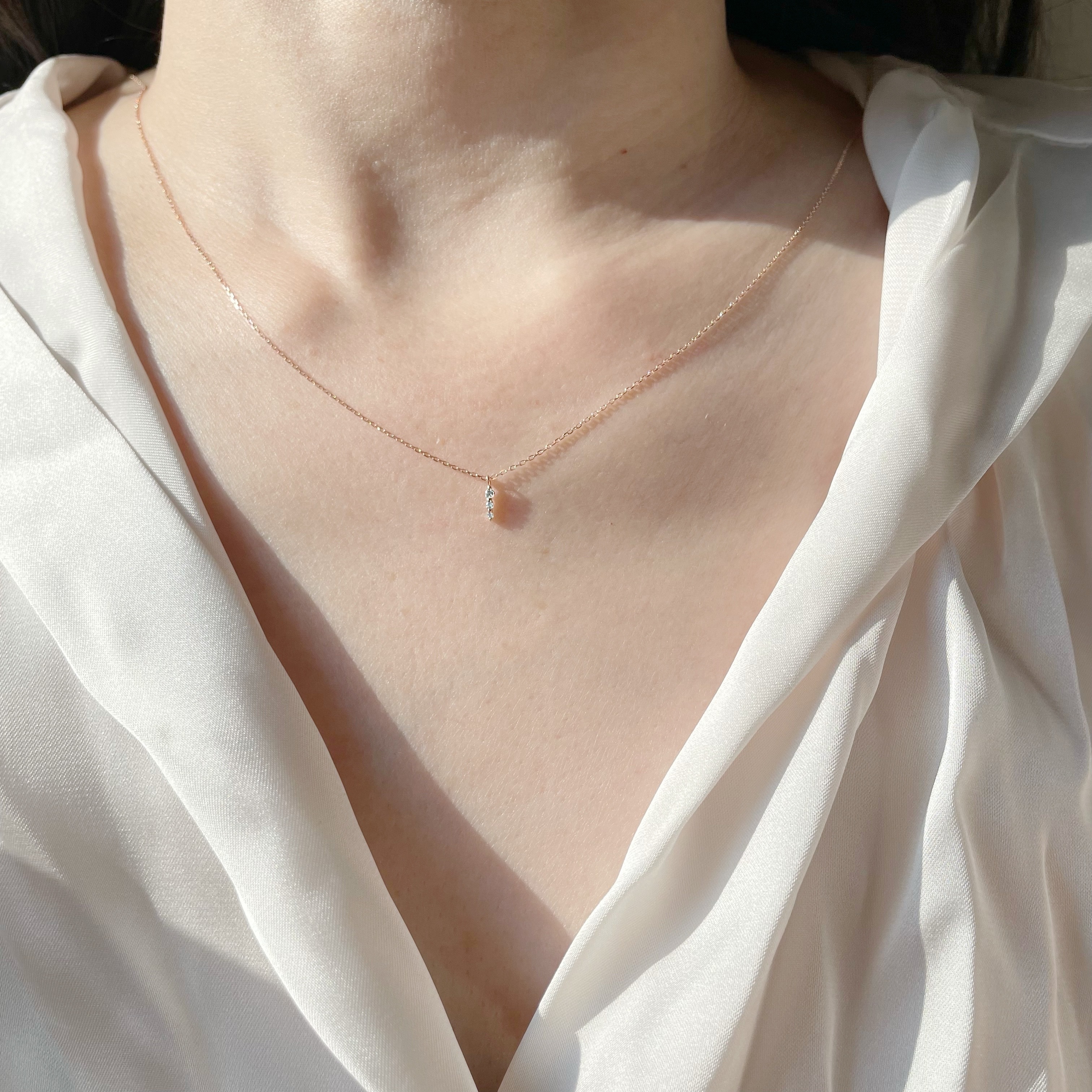 14K tiny straight真鑽項鍊