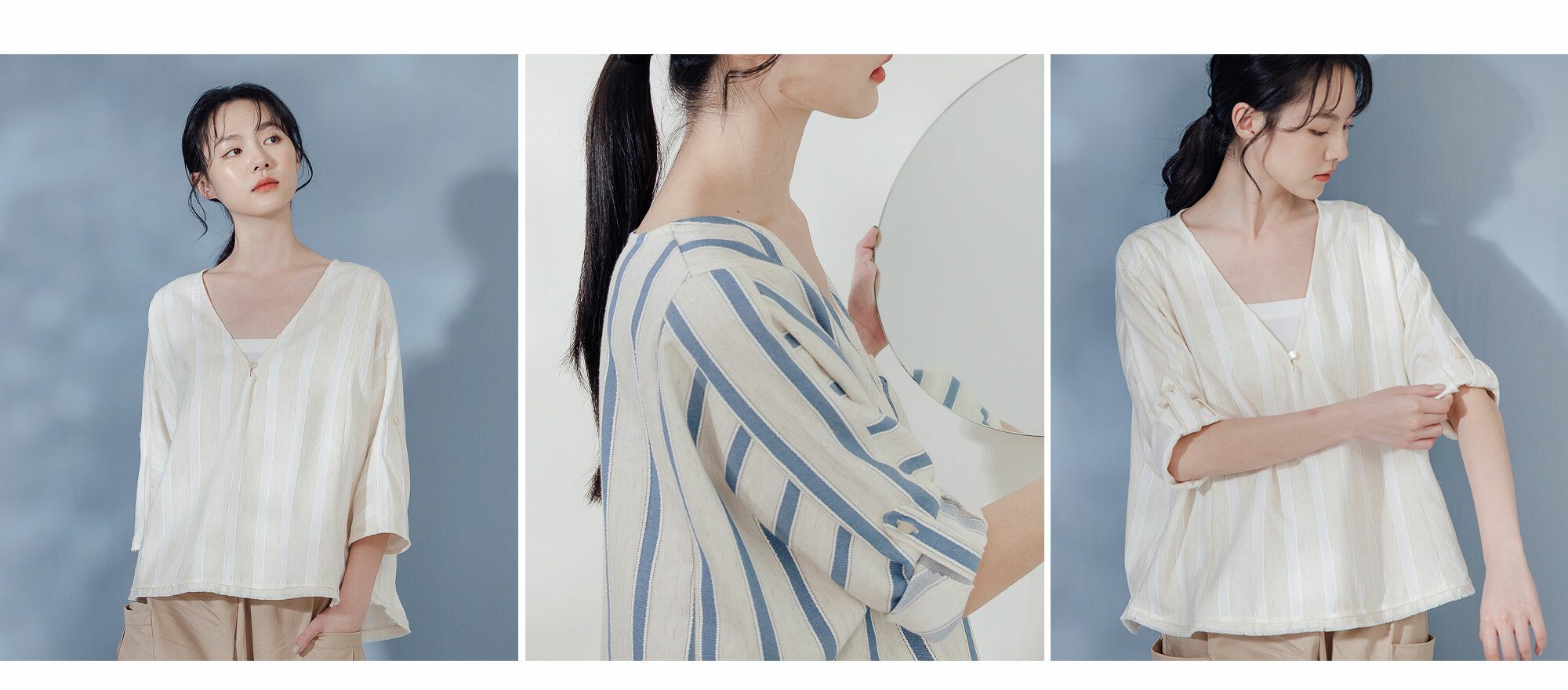 日光戀人V領罩衫1+1組合優惠