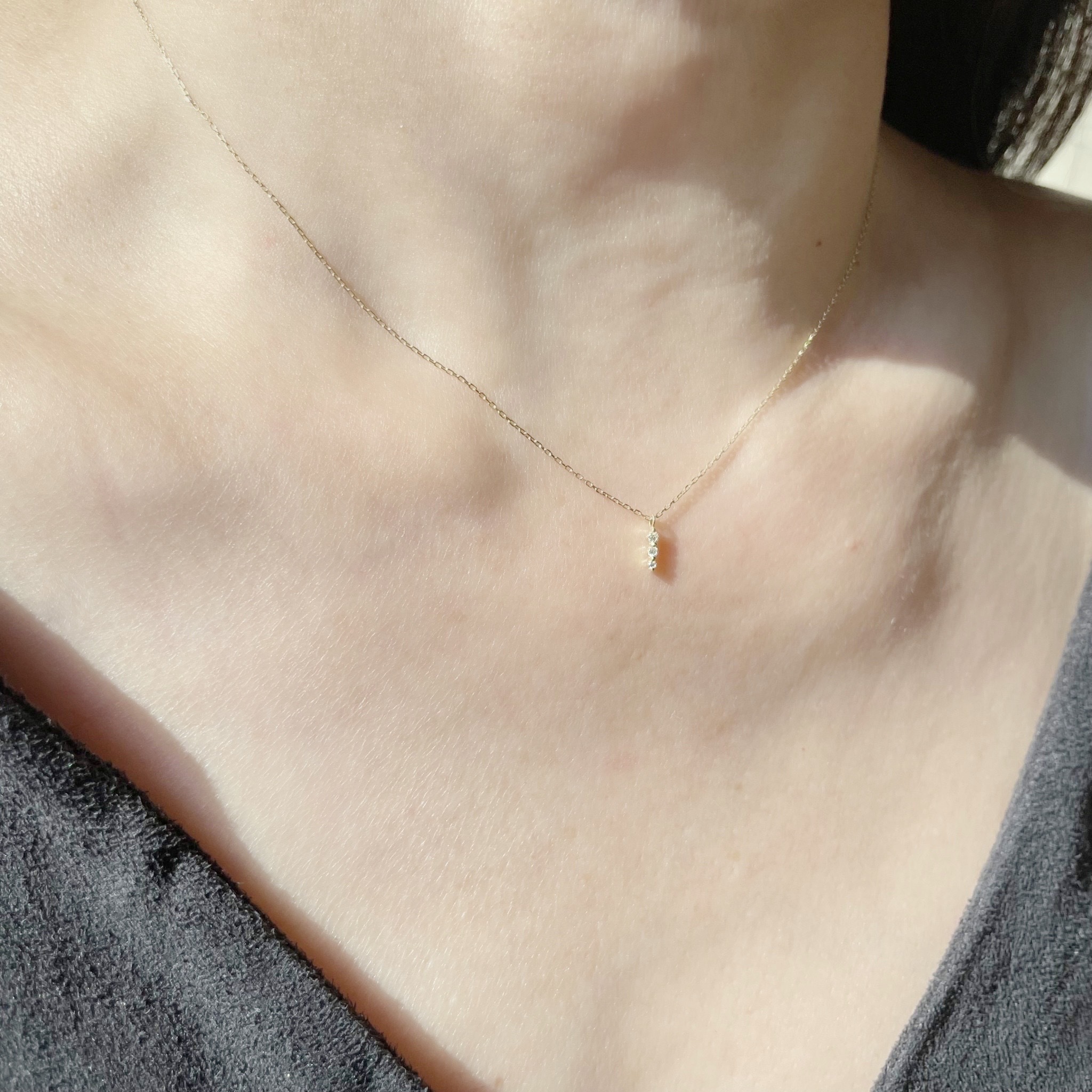 14K tiny straight真鑽項鍊