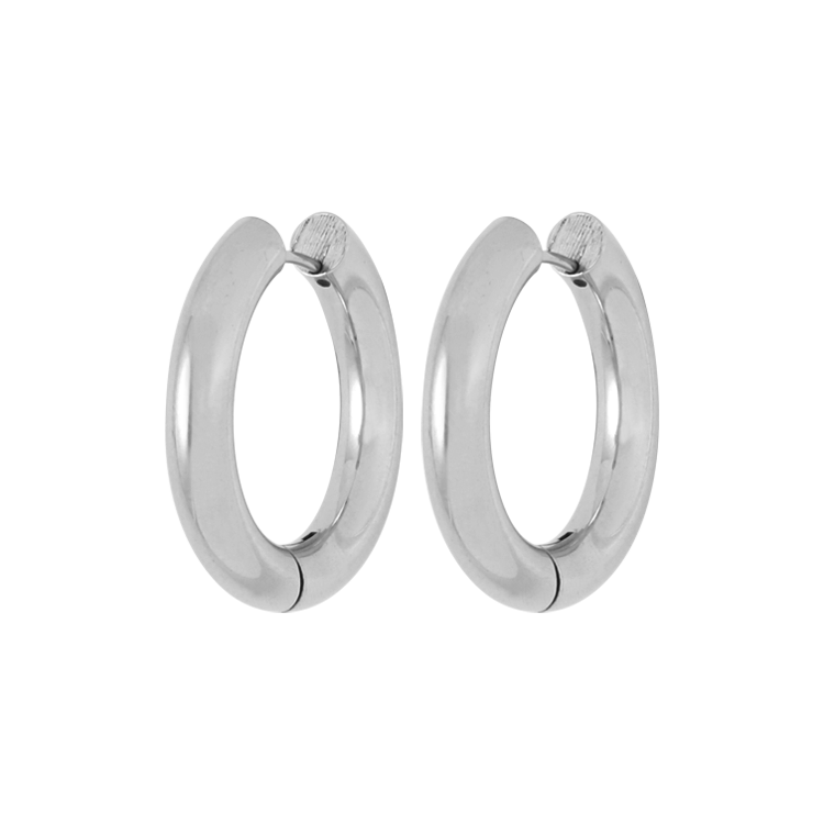 白鋼耳飾，男士耳飾 厚實銀色圓環；5mm寬熱銷經典款（2859）