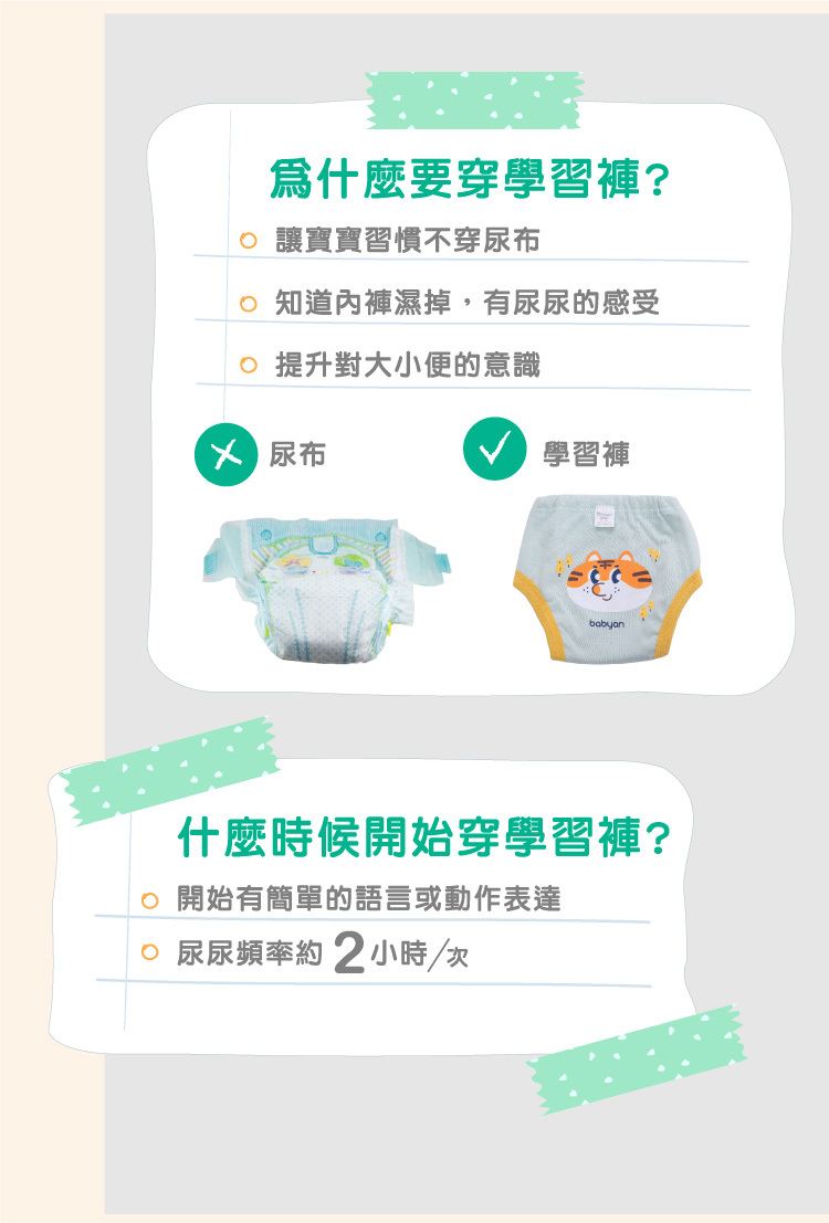5層大鼻虎學習褲使用介紹 幼兒使用學習褲說明,當小孩開始有簡單的語言或動作表達,即可開始穿學習褲
