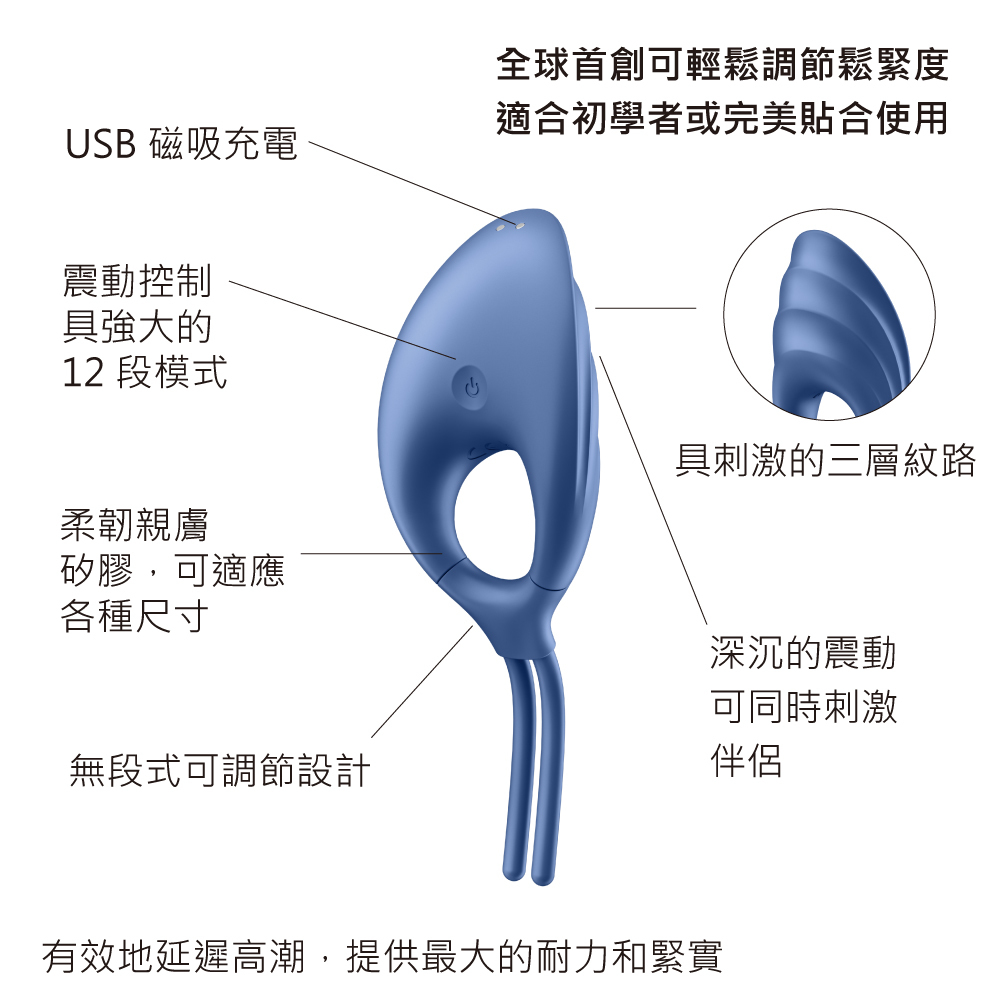 德國Satisfyer Swordsman 可調節男士精力環