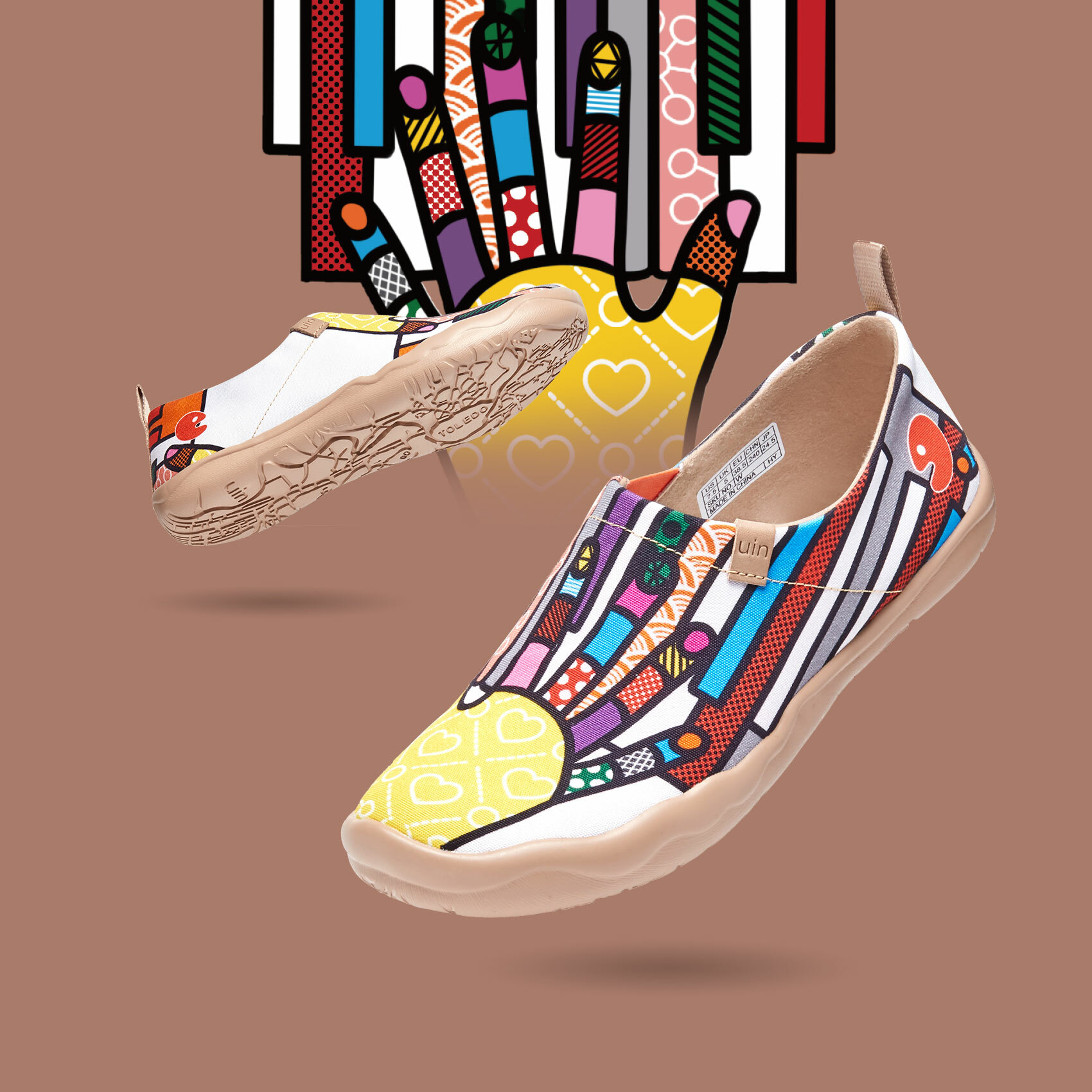 【 Uin 】西班牙原創設計 | 鋼琴手 彩繪鞋 休閒鞋 女鞋 懶人鞋