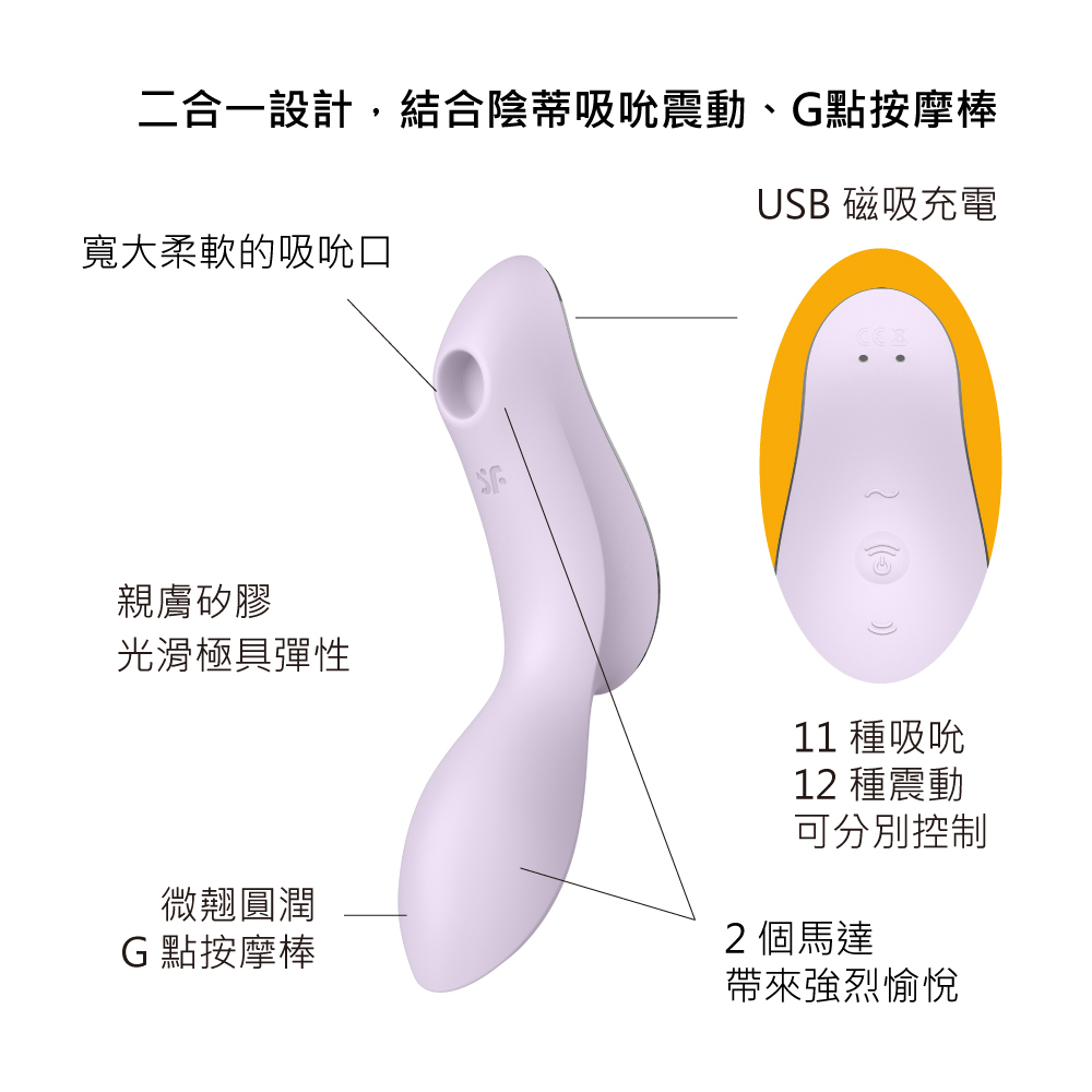 德國Satisfyer Curvy Trinity 2 陰蒂吸吮+震動按摩棒