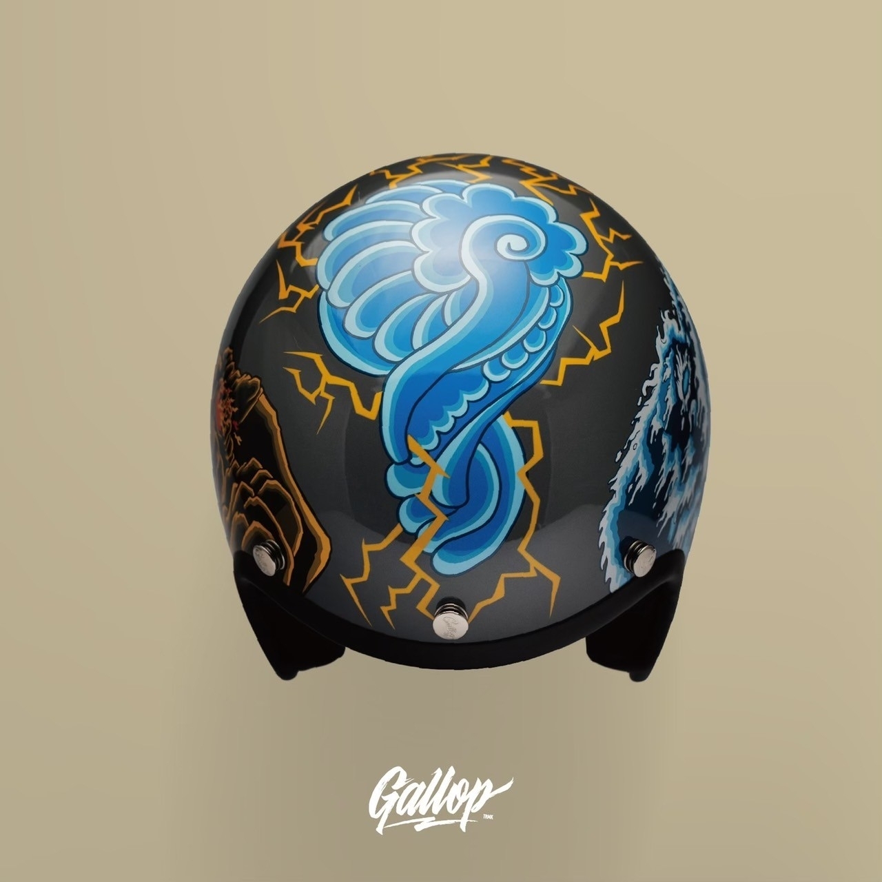 GALLOP 彩繪 山海觀 黑夜 灰 3/4罩 復古帽