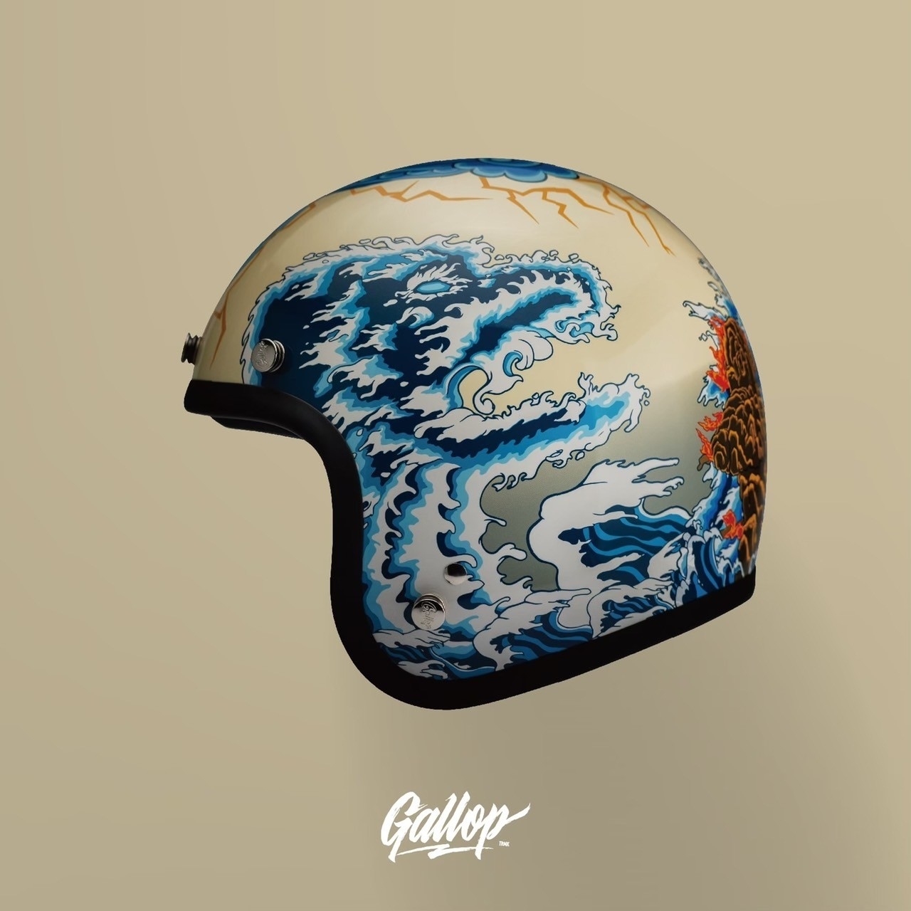 GALLOP 彩繪 山海觀 白晝 白 3/4罩 復古帽