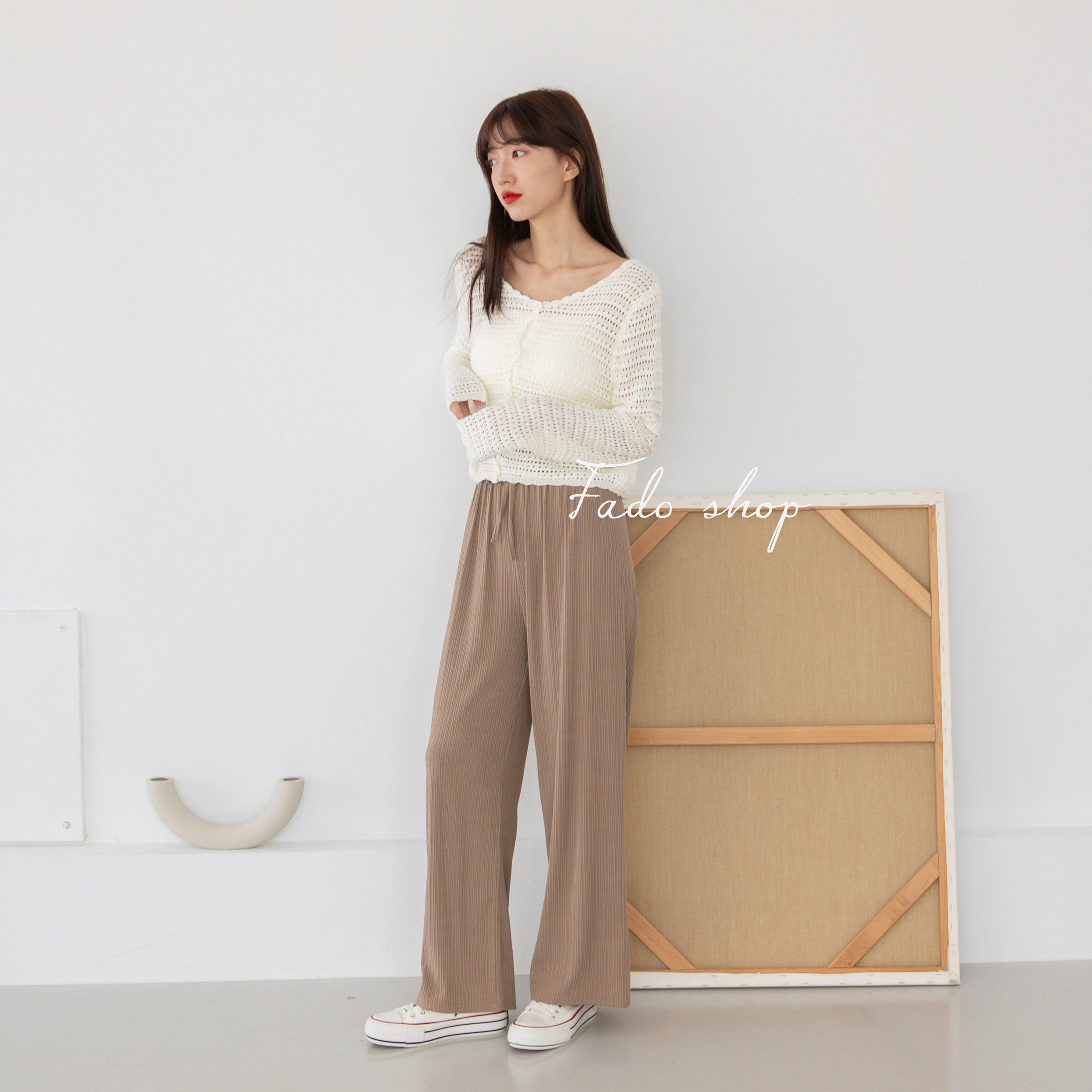 法朵Fado Shop｜坑條紋抽繩寬褲 273C035 三色