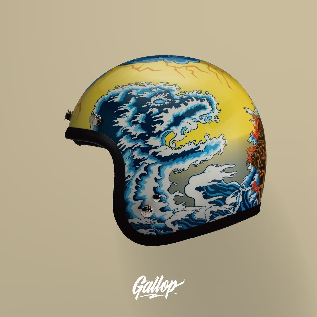 GALLOP 彩繪 山海觀 昏黃 黃 3/4罩 復古帽