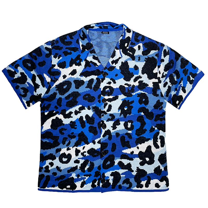 豹紋短袖翻領開胸外套