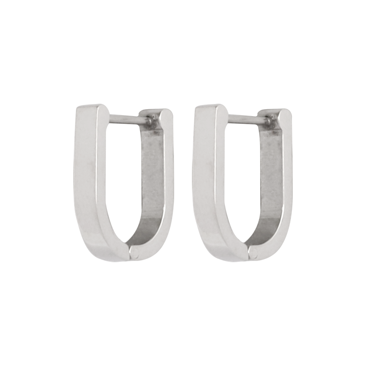 白鋼耳飾，男士耳飾 U型設計；簡約幾何風格（2858）