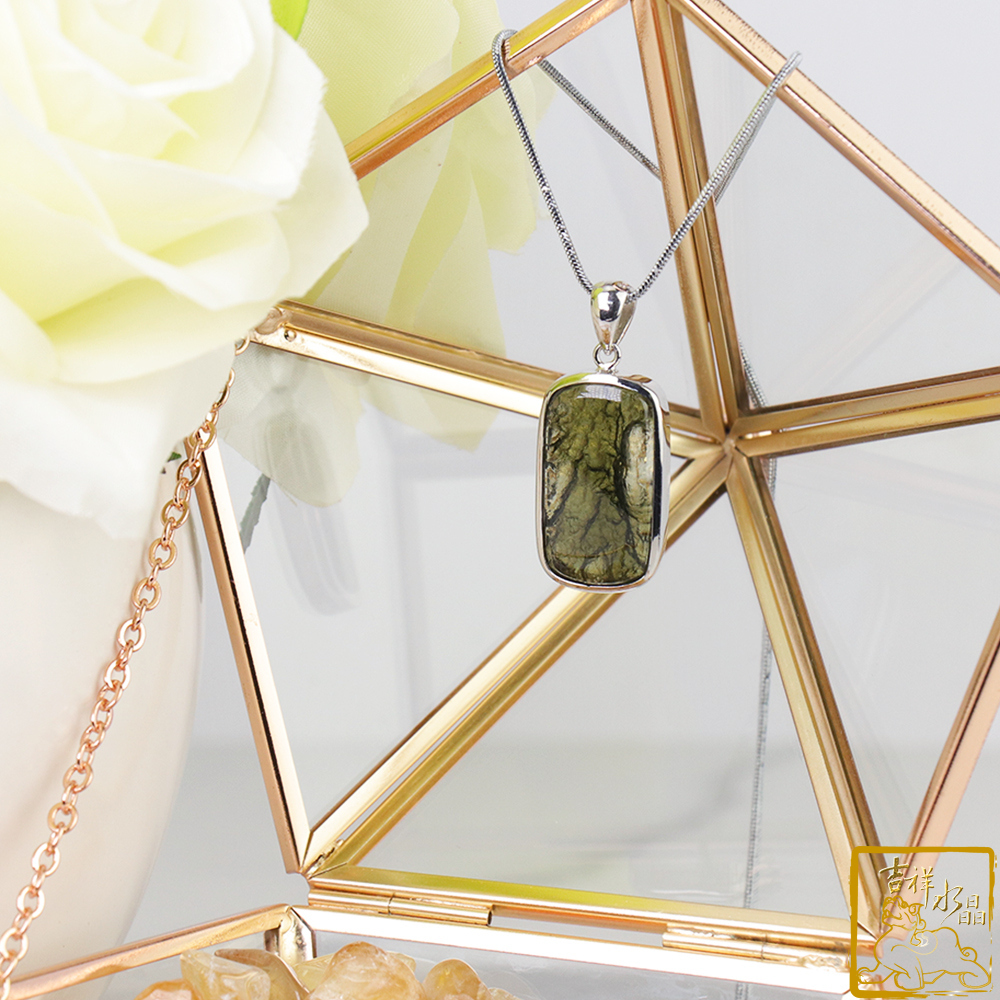 捷克綠玻隕石-捷克隕石方形墜 6.4g 增強磁場