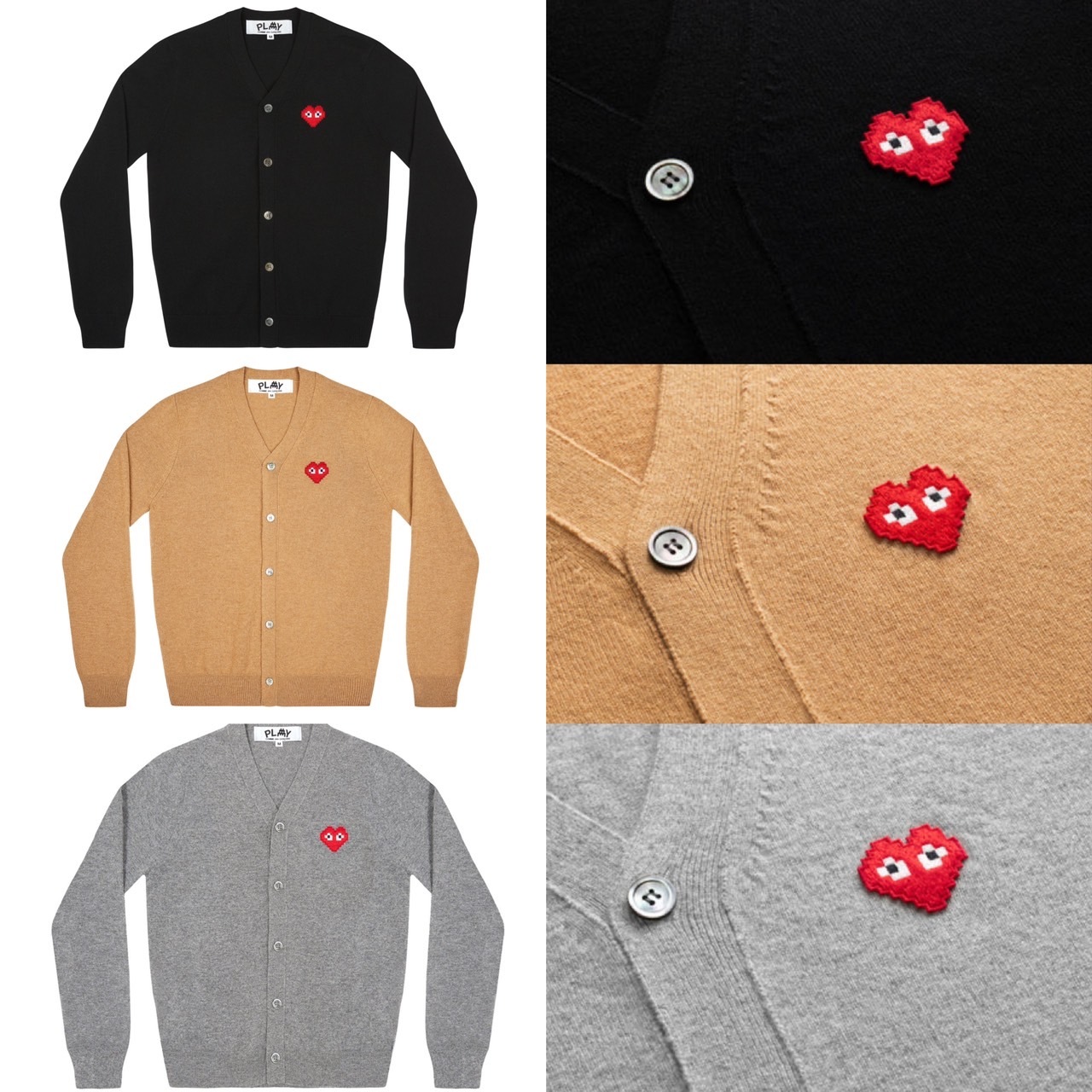 CDG PLAY x  INVADER 數碼愛心 針織外套