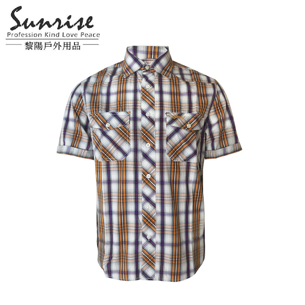時尚修身短袖襯衫 男款 (橙色) 輕薄透氣/抗UV/休閒登山 13CFA04008