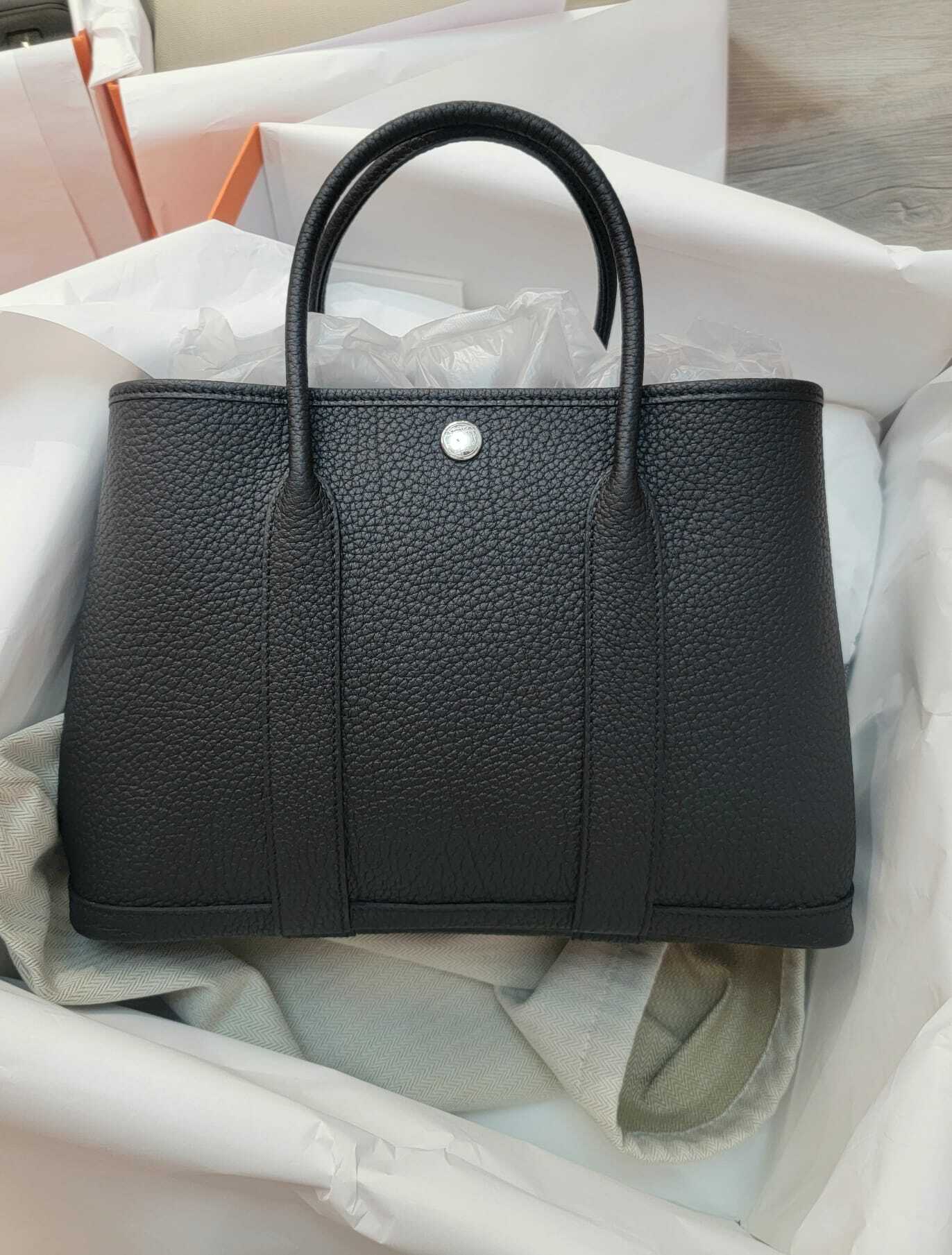 HERMES GARDEN PARTY 30 NOIR CK 黑色全皮