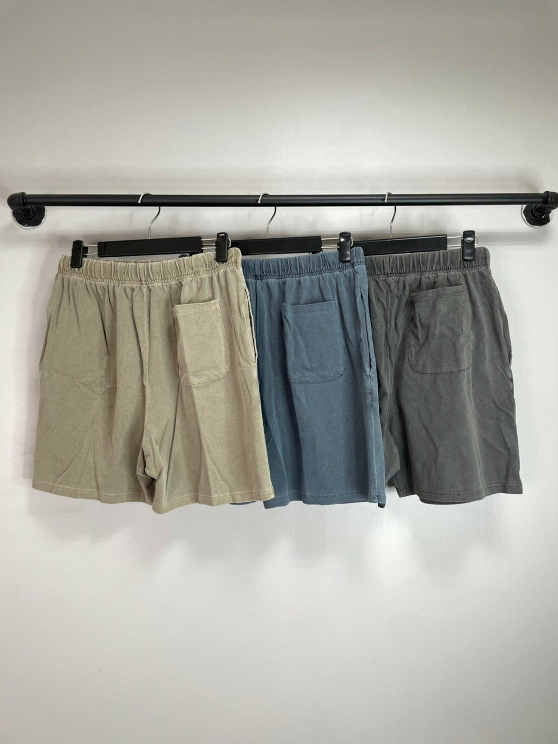 韓國 水洗 抽繩 三色棉短褲