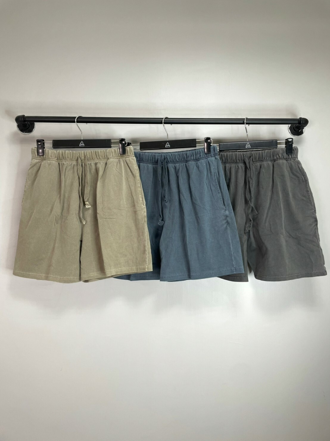 韓國 水洗 抽繩 三色棉短褲