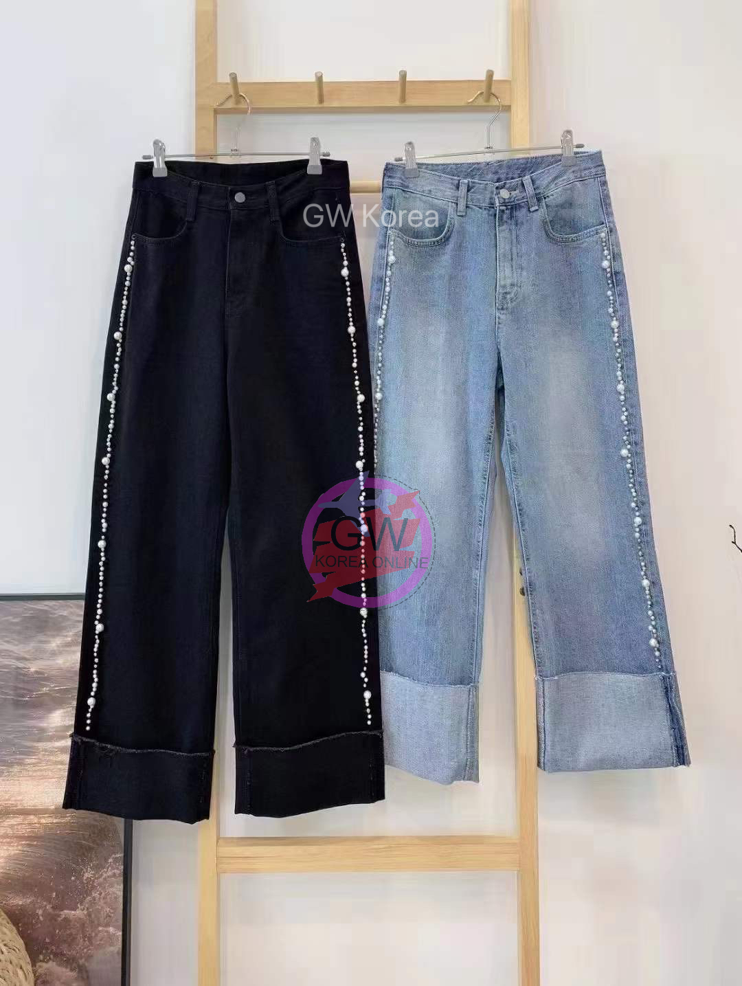 GW9204 珍珠牛仔褲