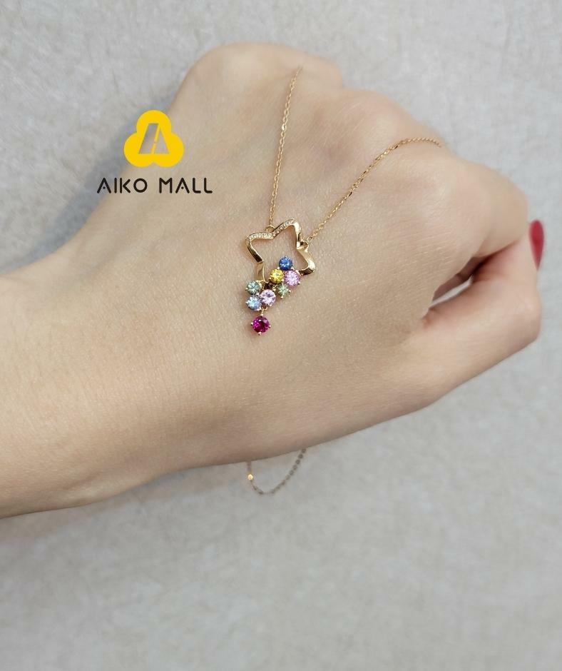 星星彩寶頸鏈玫瑰金