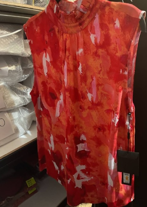 [S] DKNY DONNA KARAN SLEEVELESS MOCK NECK RUFFLE TOP,RUG, D1AMVS54-RUG (SD193) [FINAL SALE]