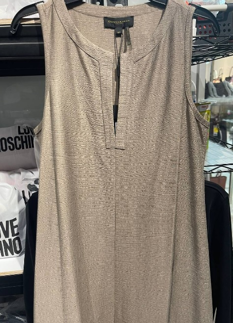 [S] DKNY SLEEVELESS BANDED SPLIT ROUND MAXI DRESS,SNA, D1EB6R1J-SNA (SD194)