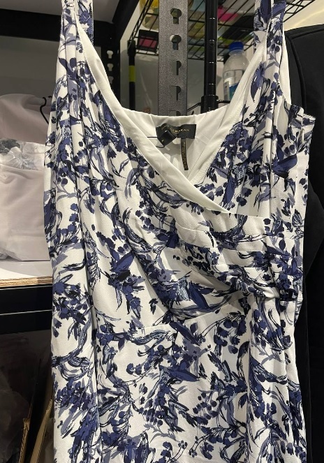 [S] DKNY PRINTED SLIP DRESS,NAVY MULTI, D1BBVC92-TSG (SD197)