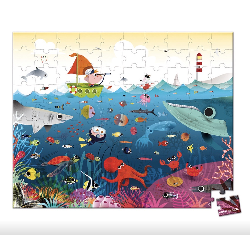 【樂森藥局】法國 Janod 厚片拼圖 100pcs 專屬提盒設計