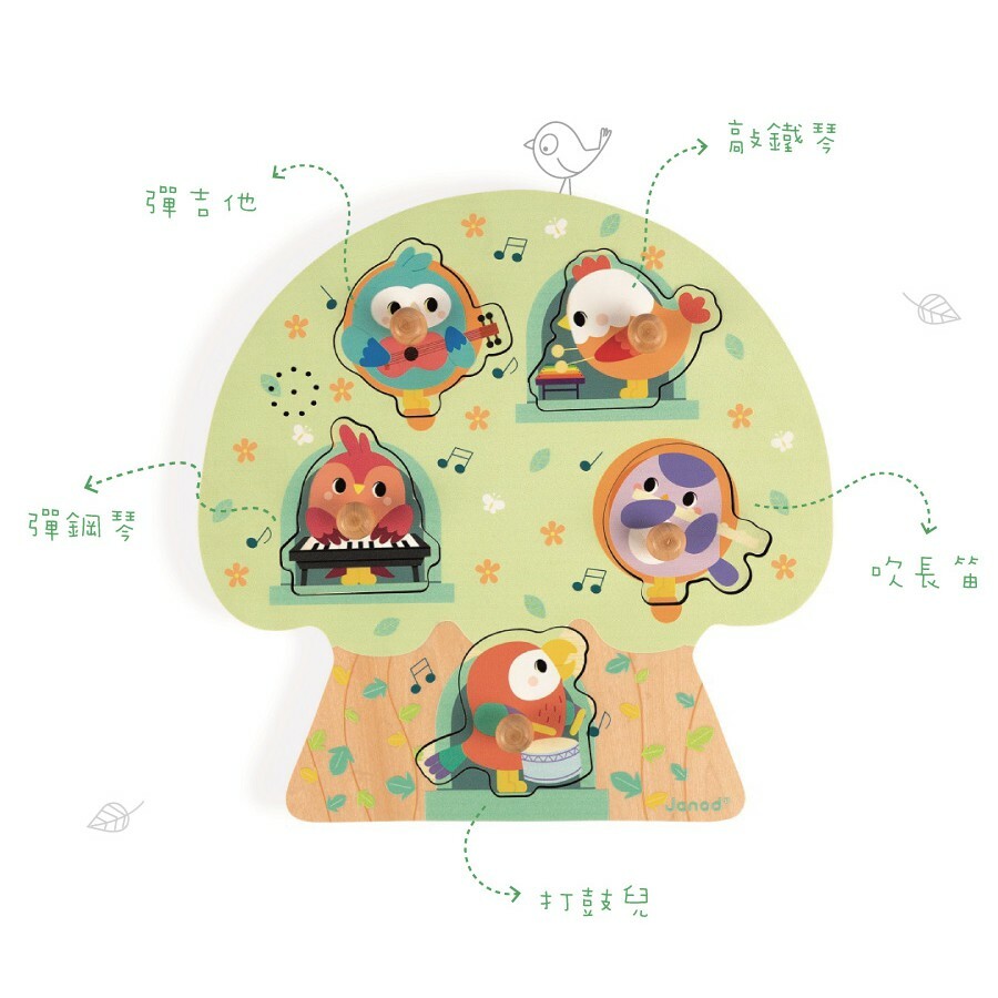 【樂森藥局】法國Janod 有聲拼圖 邊玩邊學 感應靈敏 圓柱把手 原料堅固扎實 省電裝置