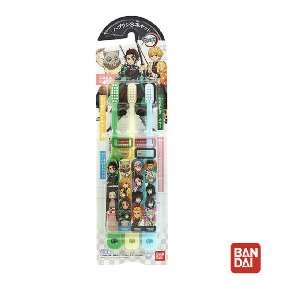 【樂森藥局】日本 BANDAI 卡通牙刷 鬼滅之刃 假面騎士 機界戰隊 星之卡 超能力霸王 牙刷 1入 3入 含貼紙