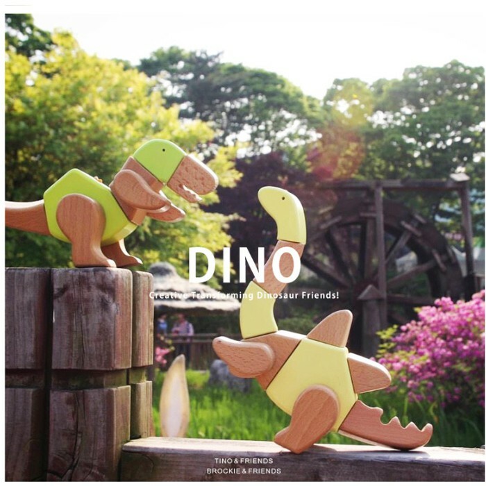 【樂森藥局】韓國 EQB 恐龍 八合一 益智旋轉積木 原木積木 安全玩具 多種組合 手工製 韓國製 益智玩具 邏輯訓練