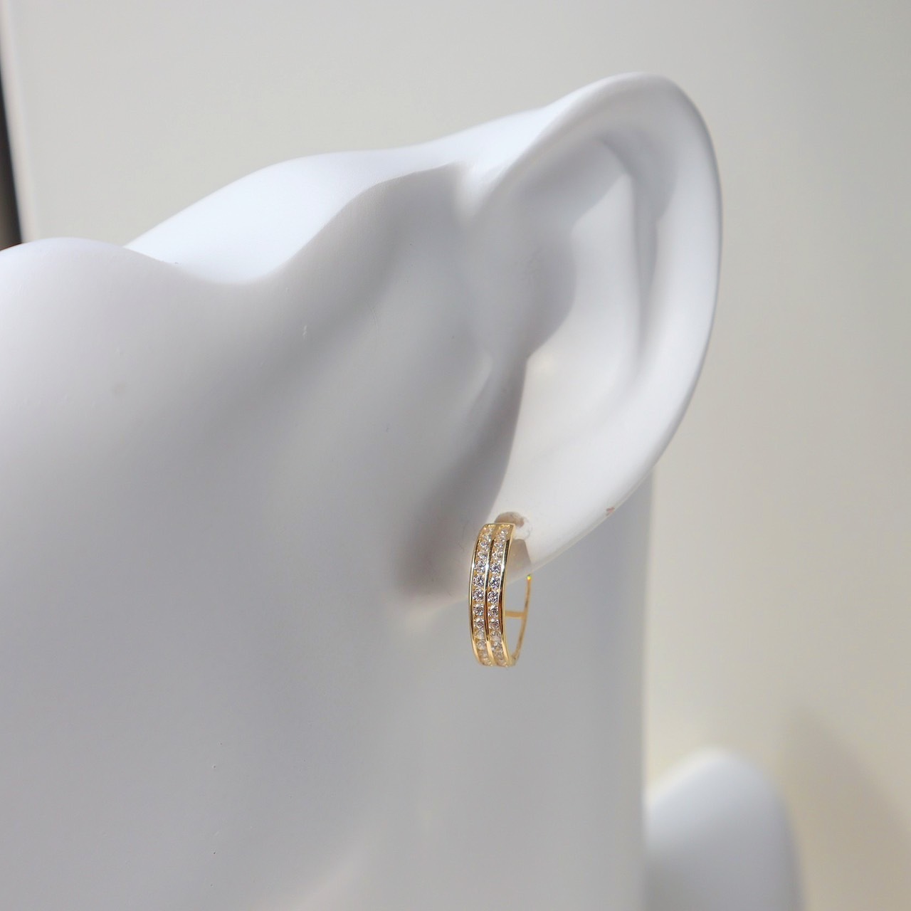 10K/雙排鑽圈式耳環