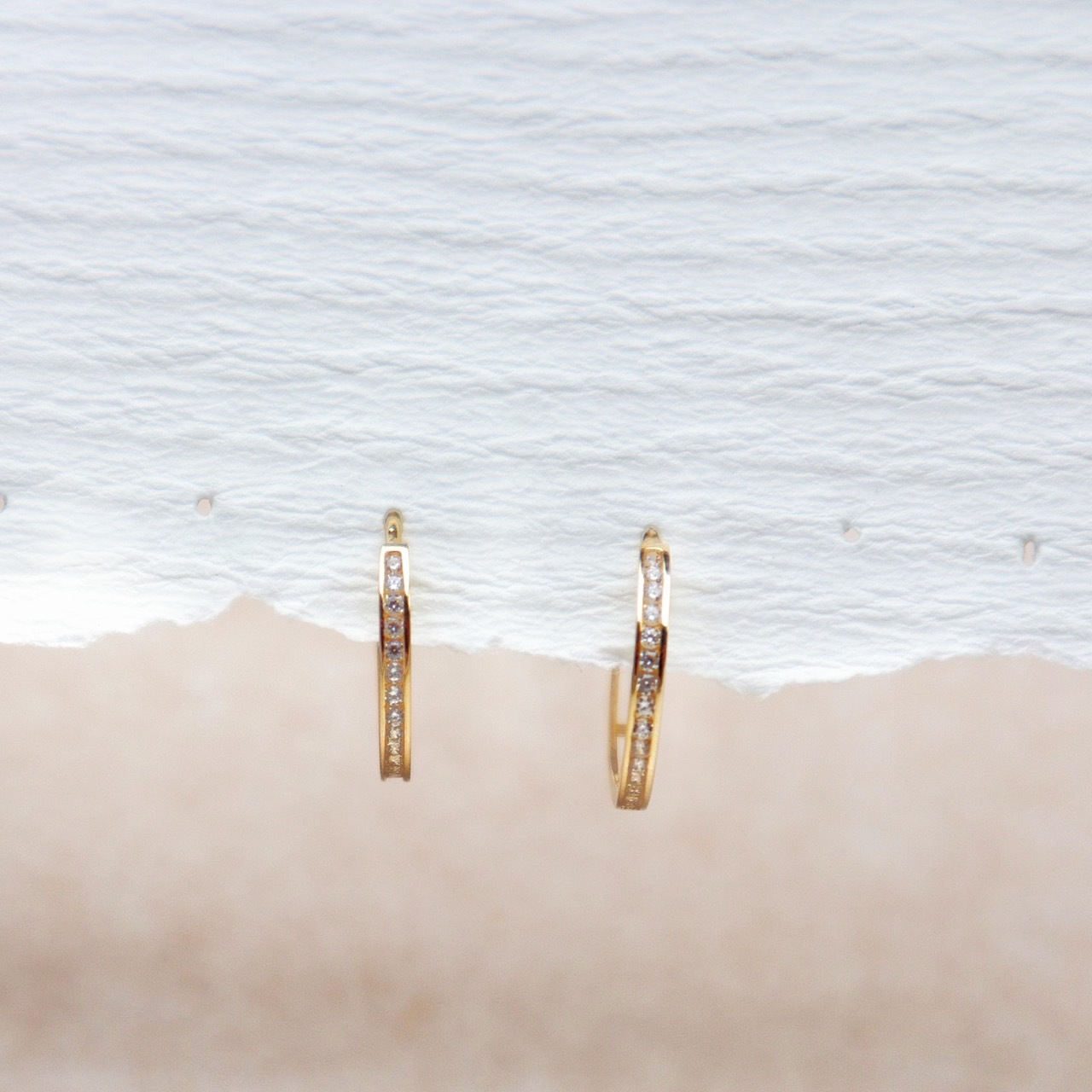 10K/單排鑽圈式耳環